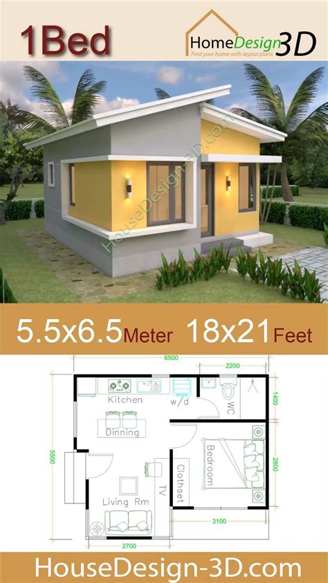 Small House Plans 4 5×7 5 With One Bedroom Shed Roof Artofit