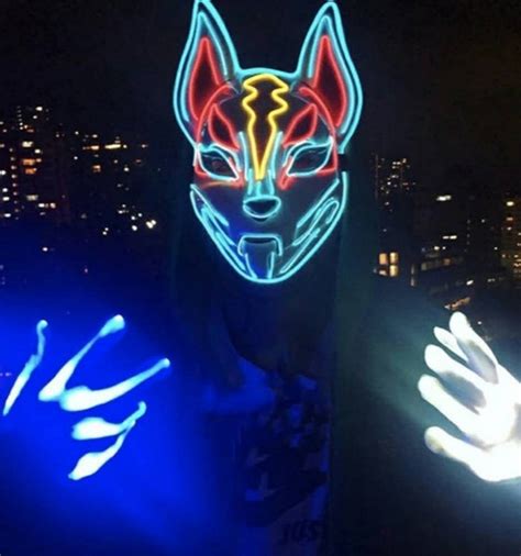 Fox Cosplay Neon Glow Mask Neon Culture