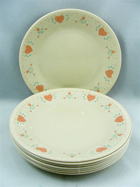 Corning Corelle Forever Yours Pink Hearts Bread Plates 675 Usa Set