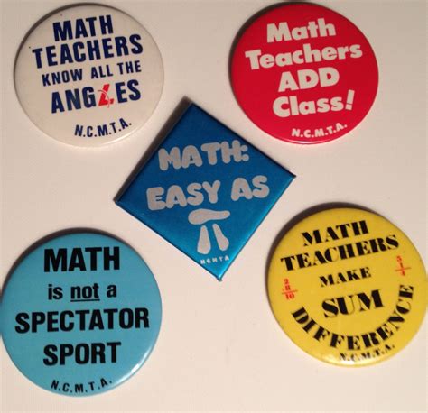 Math Teacher Pins Lot Of 5 Vintage Pinback Teacher T Mathematics Fun