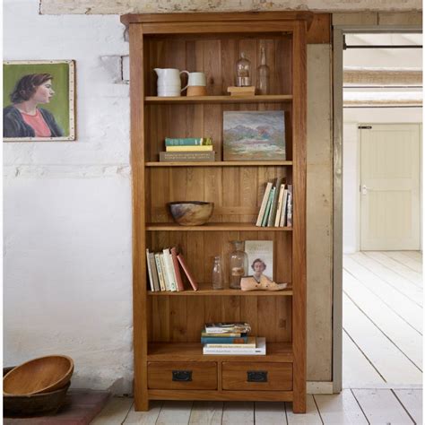 Original Rustic Tall Bookcase In Solid Oak Oak Furniture Land