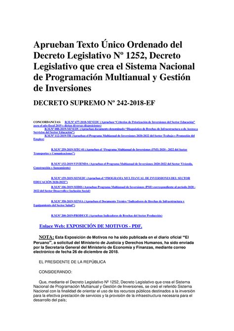 U2 S3 Texto Único Ordenado Del Decreto Legislativo Nº 1252 Aprueban