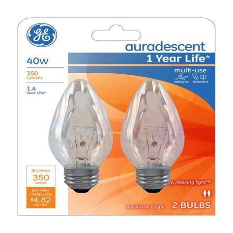 Ge 40w Auradescent Flame Bulb 2 Pack