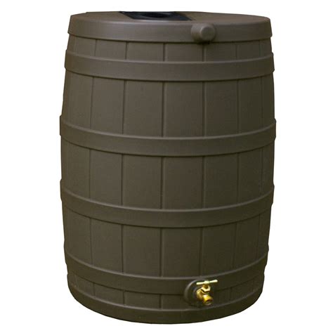 Rain Wizard 40 Gallon Oak Plastic Rain Barrel With Spigot At