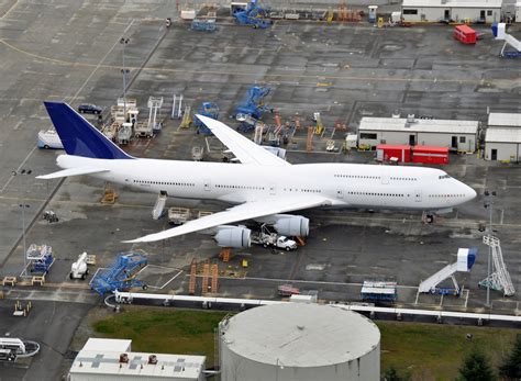 Aerial Photo Lufthansa Boeing 747 8 Intercontinental Comes Out Of The