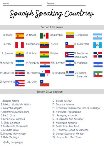 Spanish Ks3 Spanish Speaking Countries Booklet Of Activities