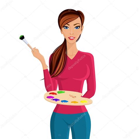Woman Painter Portrait Stock Vector Image By ©macrovector 48215703