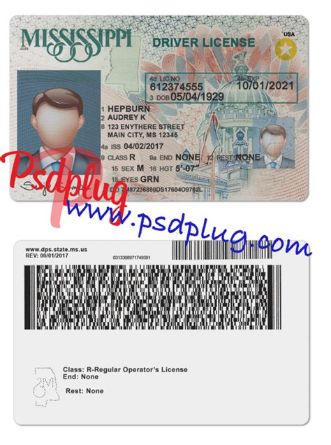 Mississippi Driver License Psd Template New V1