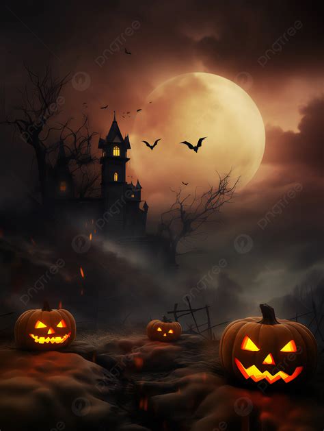 Bat Pumpkin Lantern Castle Halloween Festival Night Advertising