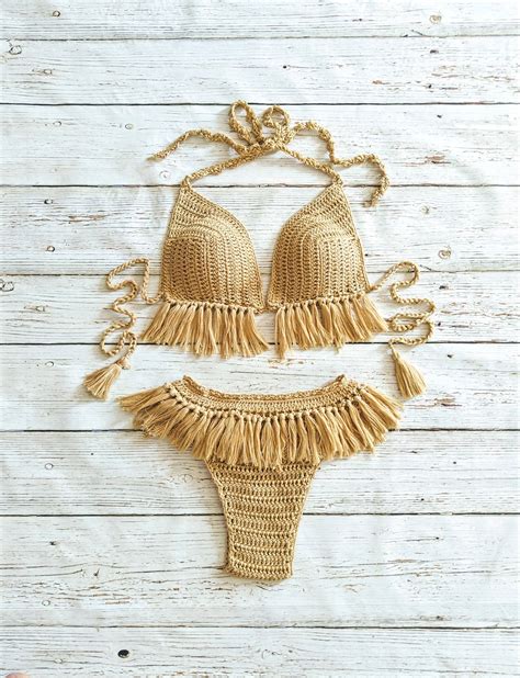 handmade crocheted bikini set soft cotton yarn crochet bikinis 2019 beach bikinis crochet