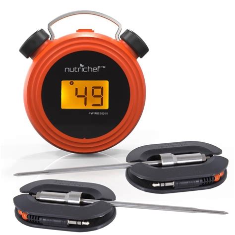 Nutrichef Smart Btbbq Grill Thermometer W Display Stainless Dual