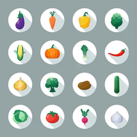 Vector Vegetables Flat Style Icons Set Stock Vector Illustration Of Design Corn