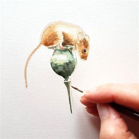 Mouse Original Watercolour Painting Cute Mouse Picture Mini Etsy