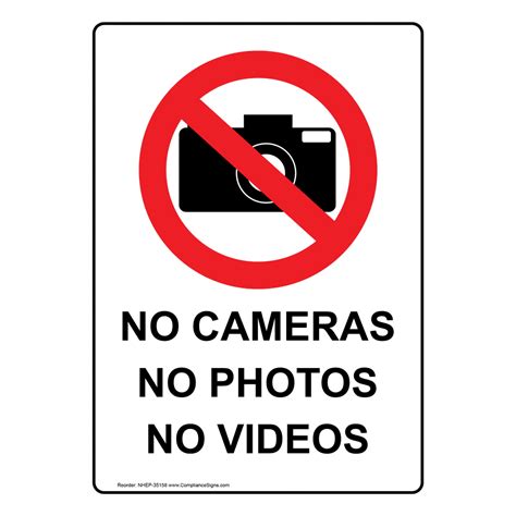 Portrait No Cameras No Photos No Videos Sign With Symbol Nhep 35158