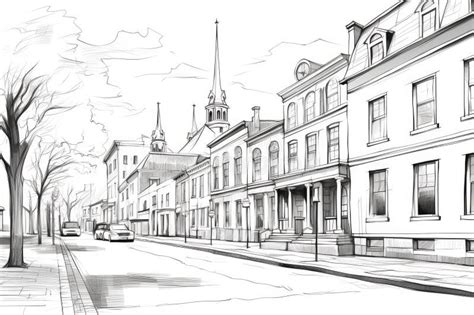 Series Of Street Views In The Old City Hand Drawn Architectural