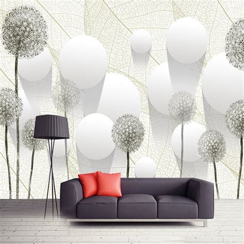 Custom Photo Wall Paper 3d Stereoscopic Dandelion Flower Circle Ball