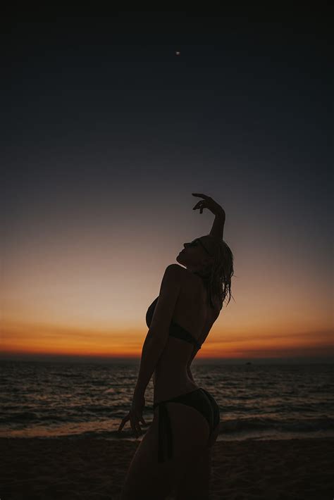 1920x1080px 1080p Free Download Woman In Black Bikini Standing On Beach During Sunset Hd