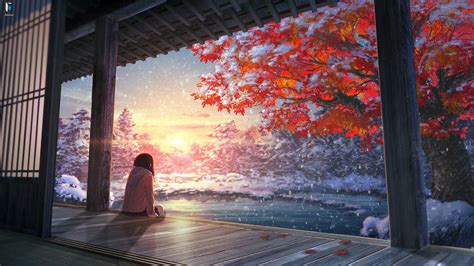 Lonely Anime Girl In The Winter Forest Anime Live Wallpaper 1052