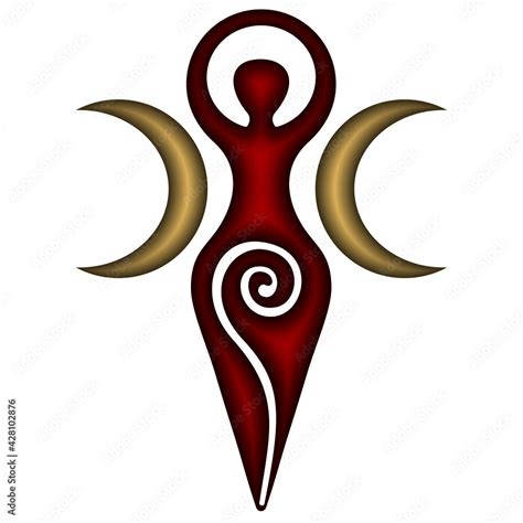 Wiccan Pagan Symbol Triple Moon Vector Illustration Spiral Goddess Of