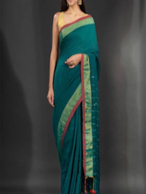 Buy Charukriti Green Solid Zari Saree Sarees For Women 17836736 Myntra