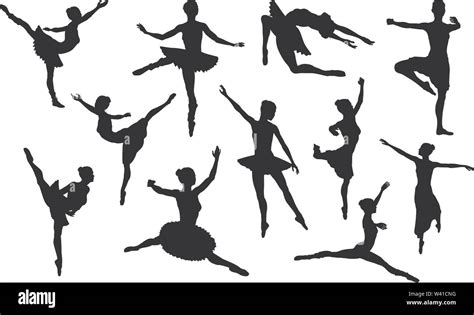 Ballet Dancer Silhouette Set Stock Vector Image And Art Alamy