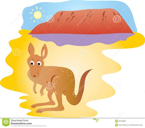 Australia symbol stock vector illustration. Ayers Rock and kangaroo editorial photo. Illustration of outdoors - 50782626