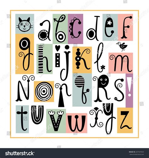 English Alphabet Cute Stylish Letters Stock Vector