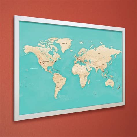 Push Pin Travel Map White Frame By Maprepublic On Etsy World Map With