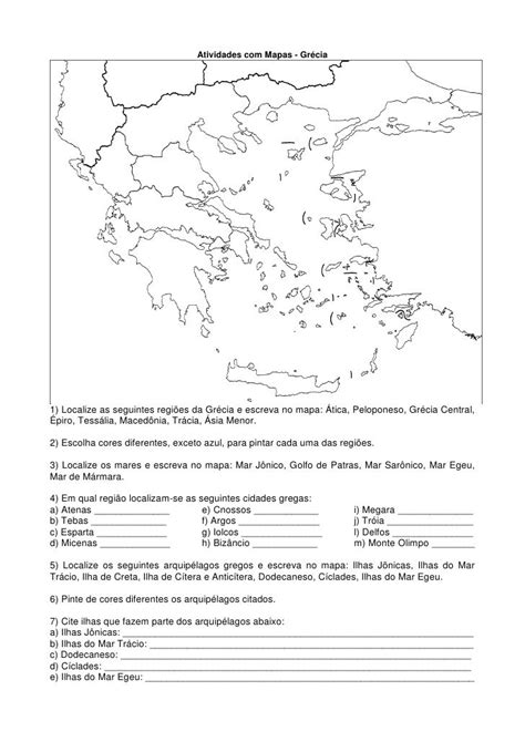 Atividades Mapa Da Grecia Antiga Gr Cia Antiga Atividades Com Mapas