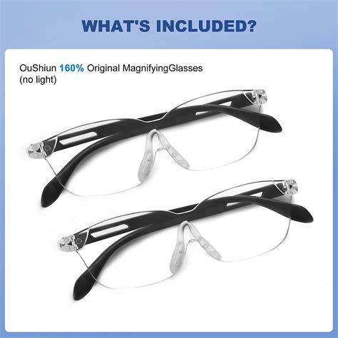 oushiun 2 pack hands free magnifying glasses 160 magnifier glasses great for reading close