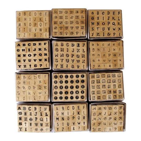 Alphabet Mini Rubber Stamps Letters Wooden Set Of 30 From Dovecraft
