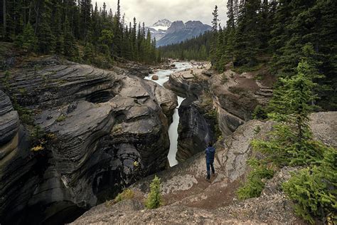 The Mistaya River Flows Through Mistaya Canyon In Banff National Park