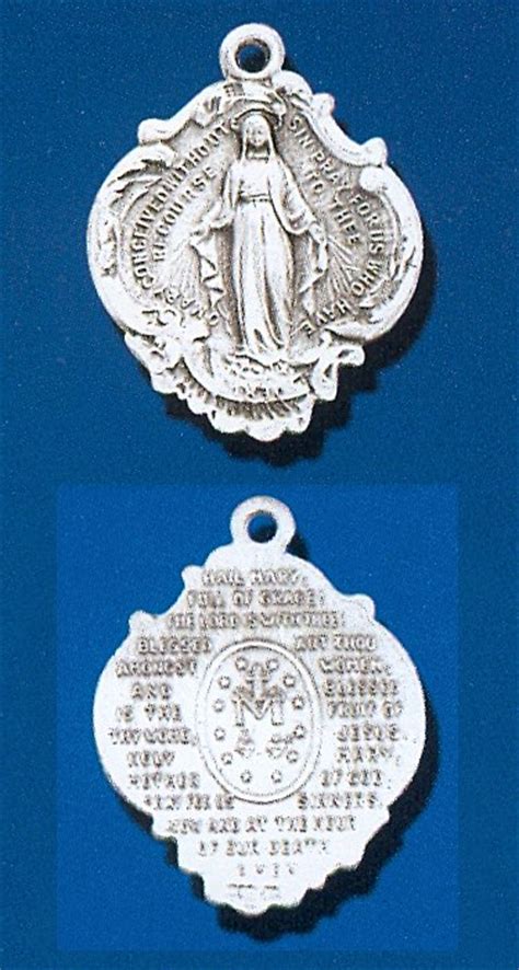 Sterling Silver Miraculous Medal With Hail Mary Prayer On Back 78