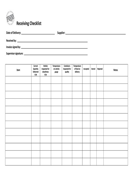 Receiving Checklist Fill Online Printable Fillable Throughout