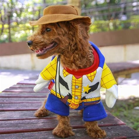 Cute Toy Story Woody Cowboy Costume With Brown Hat For Dog Puppy
