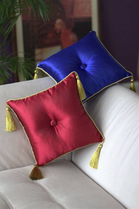 Satin Pillow With Golden Tassel Royal Or Burgundystand Pillow Display