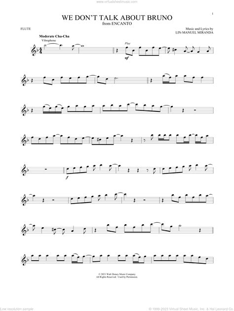 We Dont Talk About Bruno From Encanto Sheet Music For Flute Solo