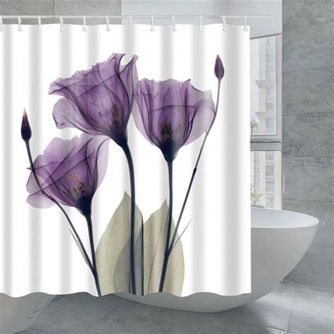 Flower Waterproof Shower Curtain Waterproof Polyester