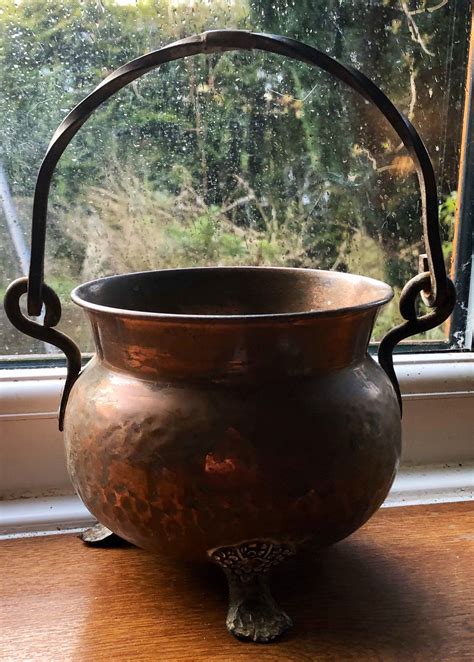 Vintage French Large Copper Cauldron Hammered Copper Etsy Uk