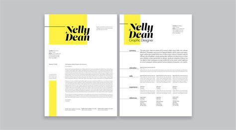 Adobe Indesign Resume And Cover Letter Template With Yellow Accents