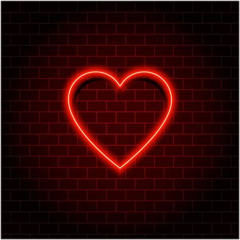 Premium Vector Neon Heart Retro Valentines Day Red Neon Sign