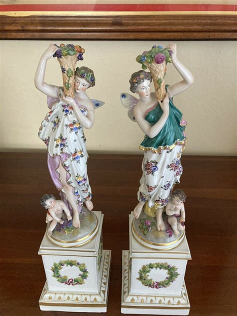 Antique Capodimonte Statues Rare Pair Beautiful Angels And Etsy