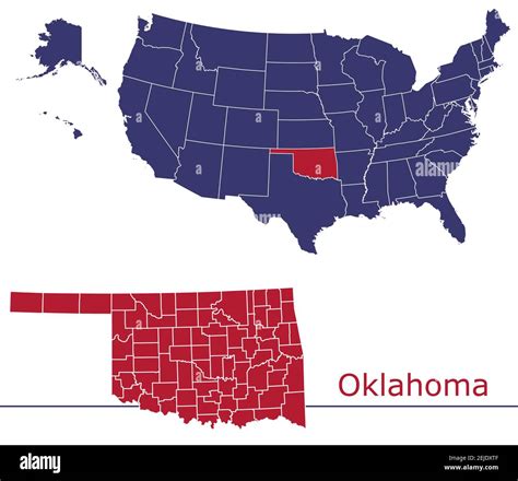 Oklahoma Counties Vector Map Outline With Usa Map Colors National Flag