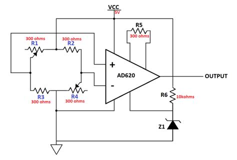 Instrumentation Amplifier Schematic Diagram Note That The Load Cell Is