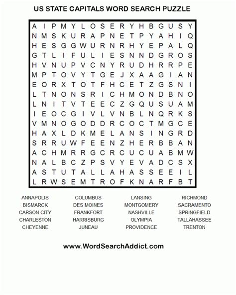 State Capital Word Search Worksheets 99worksheets