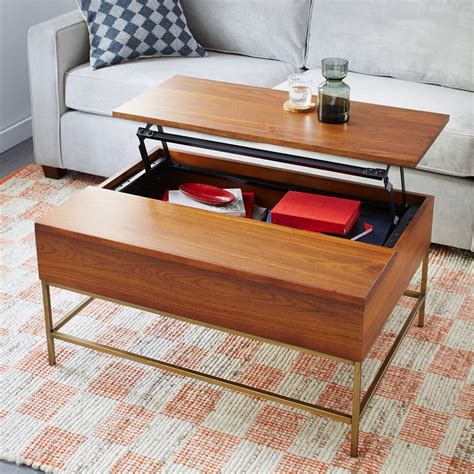 The height of this contemporary coffee table is 45cm, and the legs are covered with black chrome lacquer. Storage Coffee Table - Walnut/Antique Brass | Coffee table with storage, Coffee table, Coffee ...