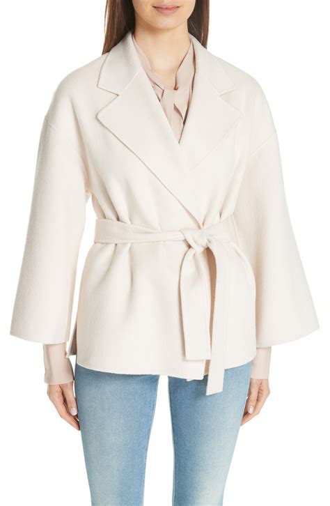 Theory Wool Cashmere Belted Robe Jacket In Buttercream Natural Lyst