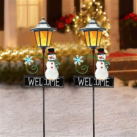 Christmas Snowman Pathway Lights Outdoor Decoration 2 Pack Waterproof