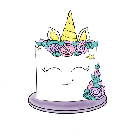 Easy Unicorn Cake Cute Drawing For Kids Jaca Journal