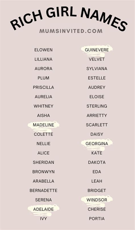 300 Rich Girl Names List Preppy And Posh In 2023 Rich Girl Names Girl Names Beautiful